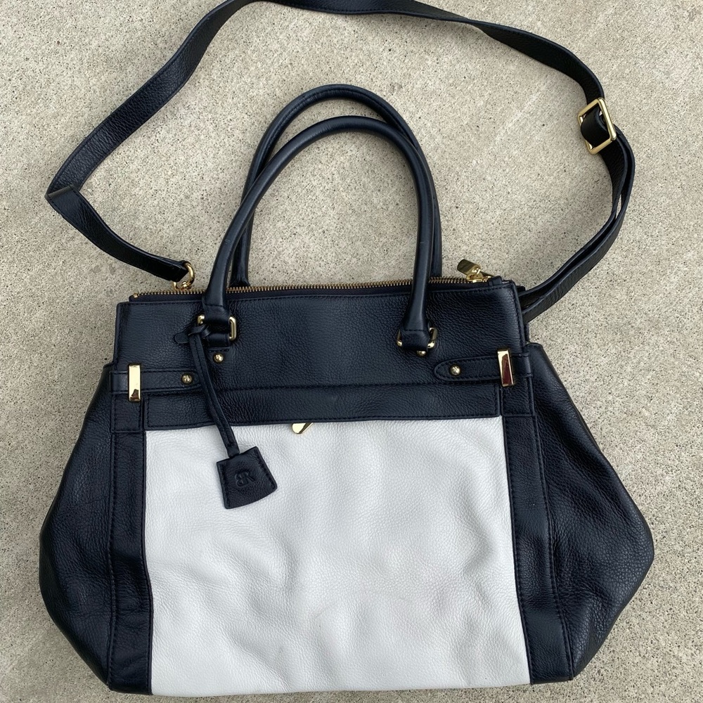 Banana Republic Black and White Leather Bag